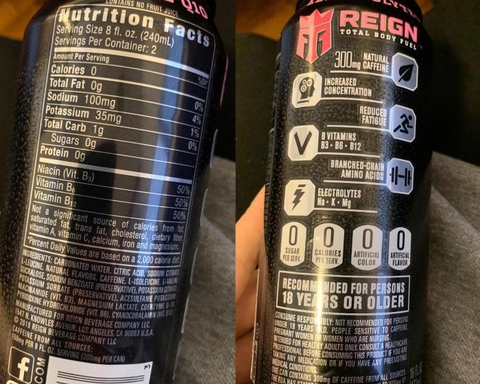 Reign storm energy drink nutrition facts