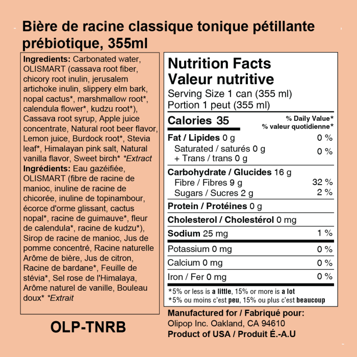 Olipop root beer nutrition facts